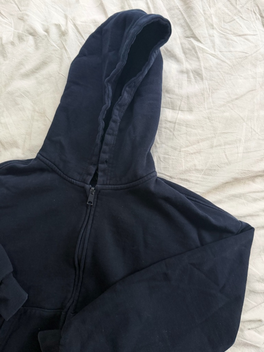 Garage Classic Navy Full-Zip Cropped Hoodie